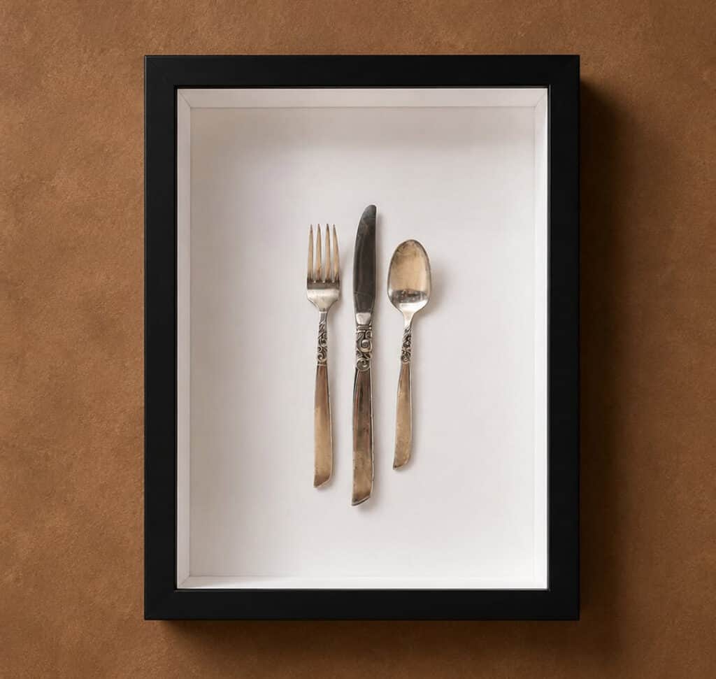 custom framing shadow box silverware