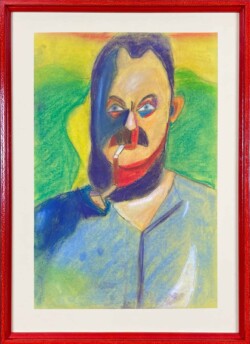 Pastel Painting in Red Colored Frame - a completed framing art project by Capricorn Framing