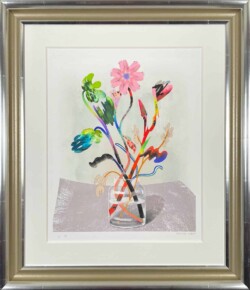 Flower Painting in Silver Gold Frame - a completed framing art project by Capricorn Framing