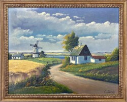 Windmill House Countryside Painting - a completed framing art project by Capricorn Framing